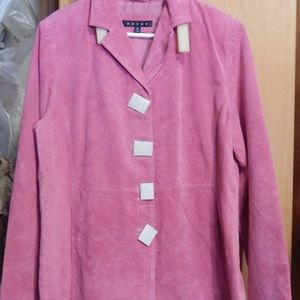 REVUE PINK SUEDE BUTTON-DOWN JACKET NWT SIZE16